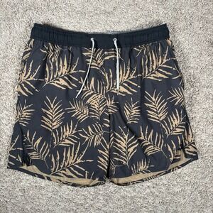 Vuori Trail Shorts 2.0 Lined 2 in 1 Short Mens L Black Floral 6" Inseam V341